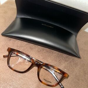 SAINT LAURENT SL M110 002 Rectangular Acetate Havana 48 mm Women Eyeglasses NEW
